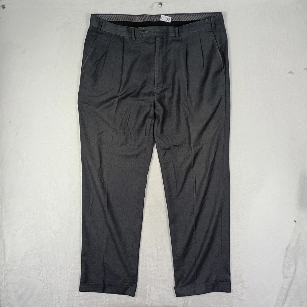 Lauren Ralph Lauren Dress Pants Mens 40x32 Grey Pleated Cuffed Work Wear Classic